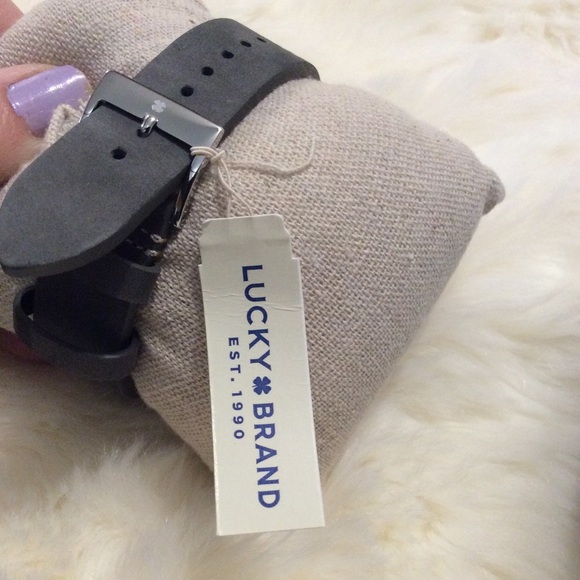 New $145 LUCKY Brand Gray Leather WATCH Round - Picture 4 of 6